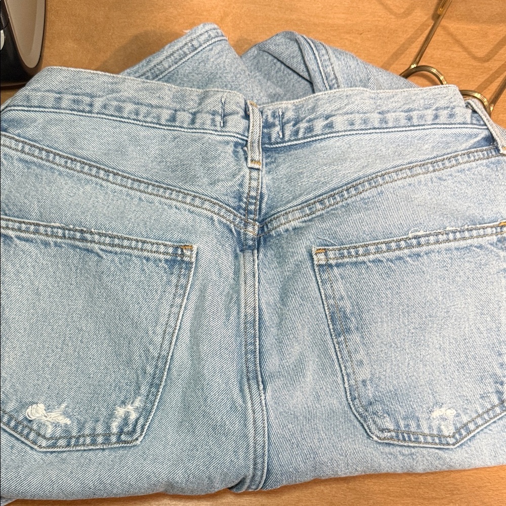 Agolde 90's Cropped Mid Rise Distressed Loose Straight Jeans Size 28 - Picture 7 of 11